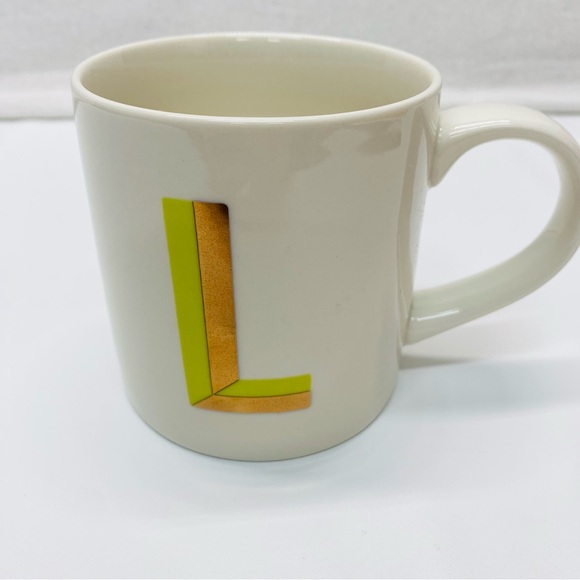 Opalhouse monogram Initial L Coffee Tea Mug Stoneware 16oz Yellow Rose Gold  Cup - Picture 1 of 6
